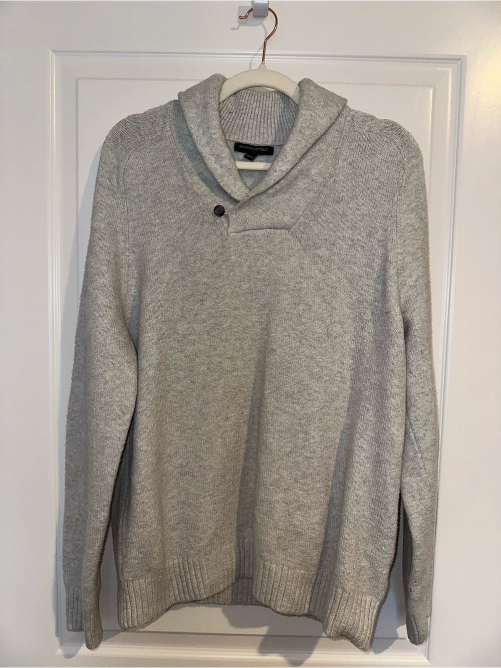 Banana Republic Light Gray Turtleneck Button-Accent Sweater - Men's